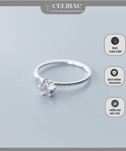 Nhẫn bạc CZ 6-prong