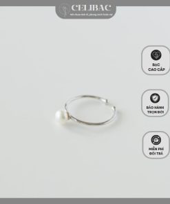 Nhẫn bạc mini pearl