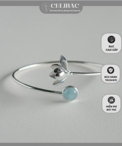 Kiềng bạc Magnolia & Aquamarine