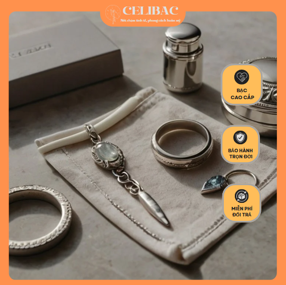 Cận cảnh tay đeo nhẫn bạc nối vòng tay