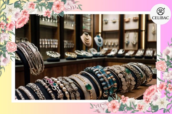 Quầy trưng bày lắc tay bạc nữ dạng kiềng đa dạng mẫu mã